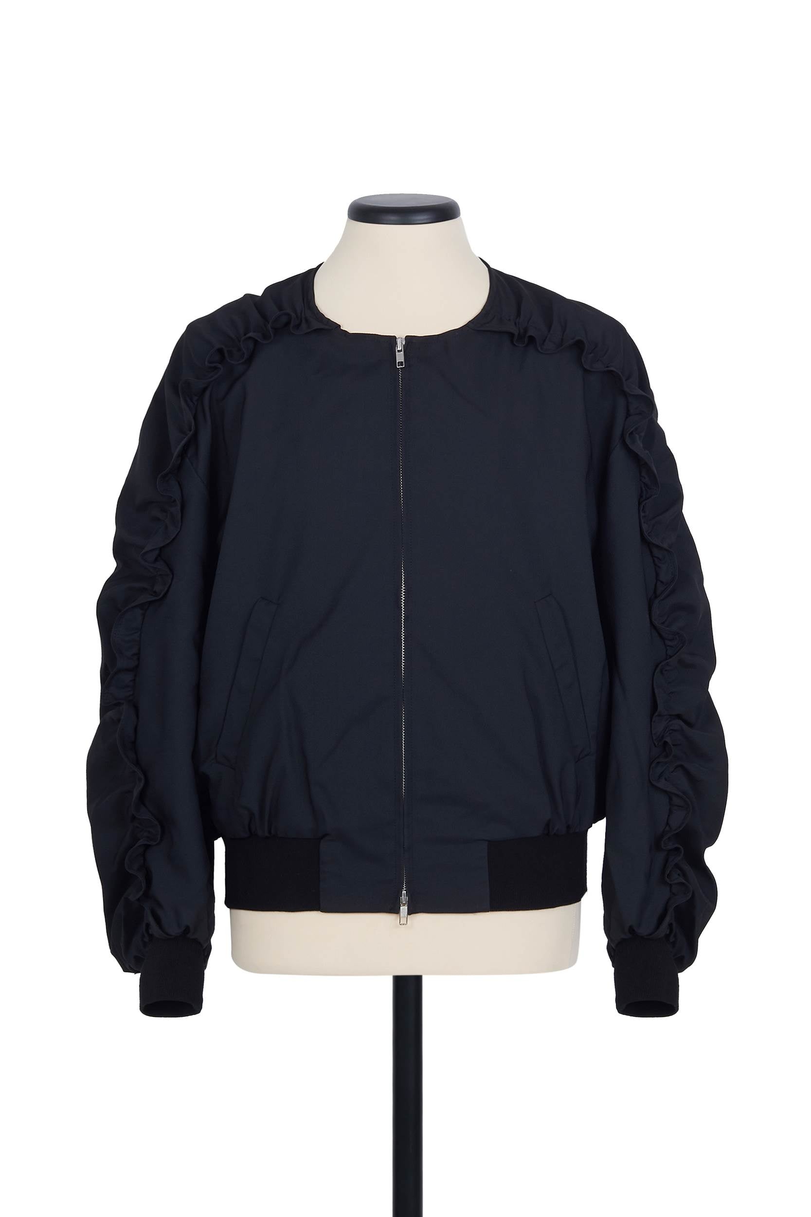 Random Identities | Bomber with Ruffled Sleeve in Black