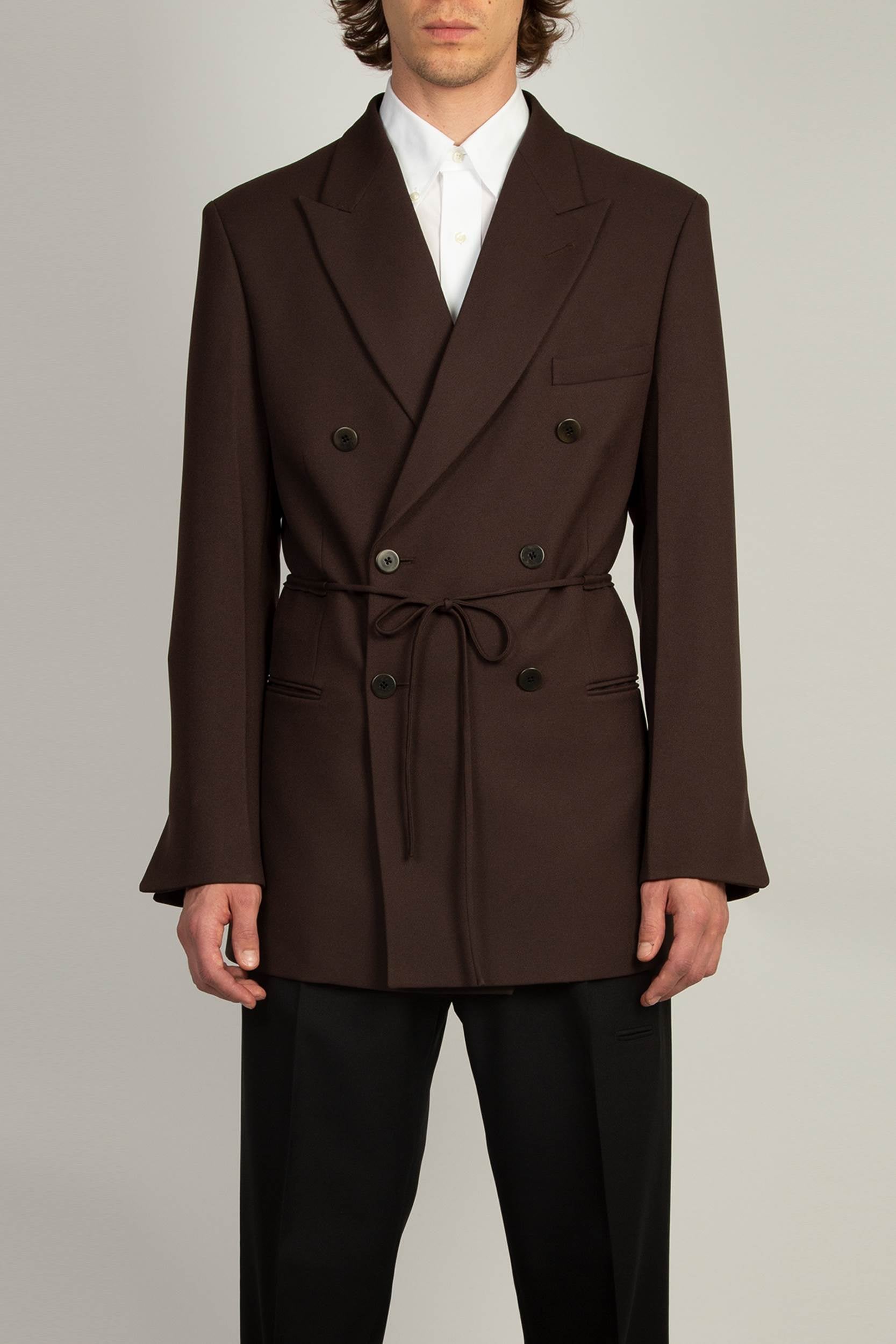Random Identities | Peak Lapel Coulisse Blazer in Mid Brown