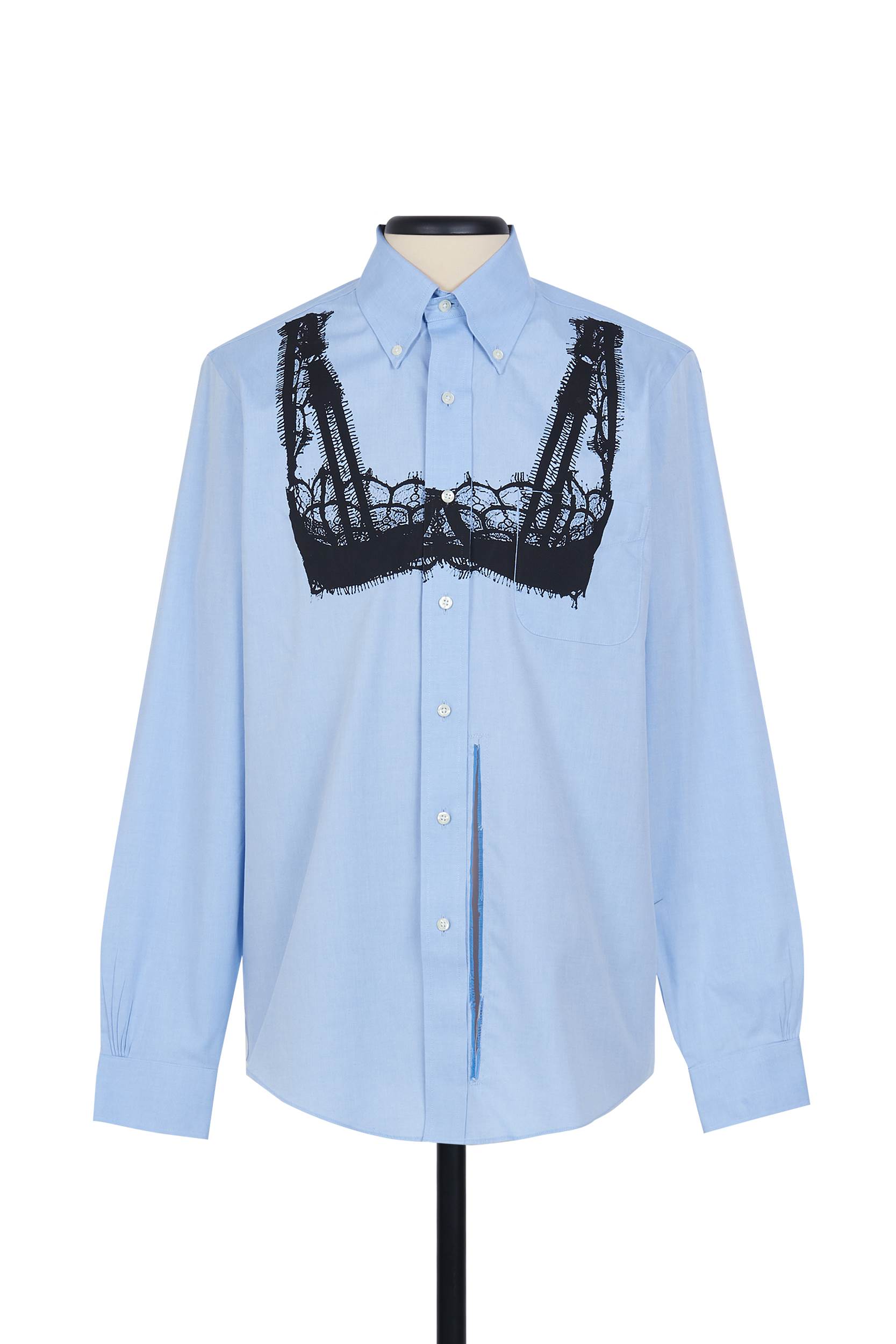 Shirt With Lace Bra Print Light Blue - Random Identities