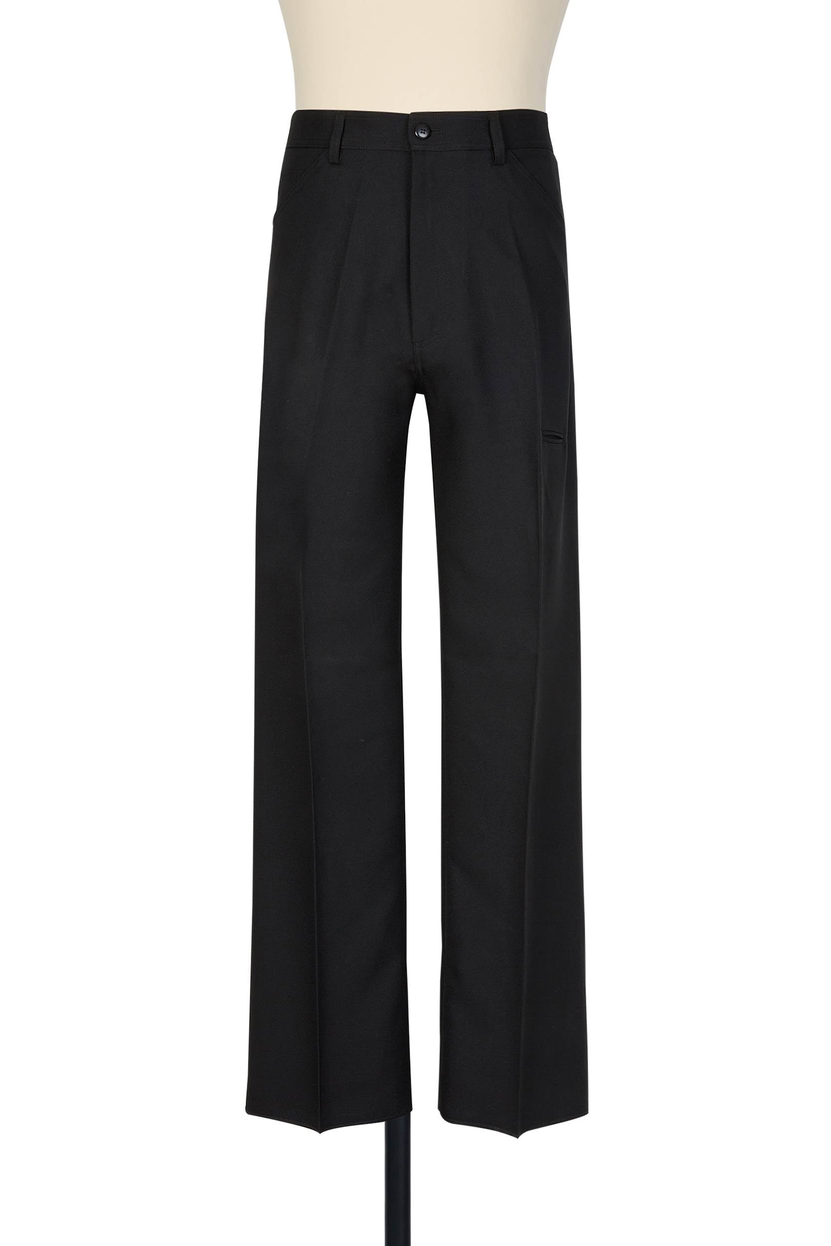 Random Identities High-Rise 5-Pocket Trousers in Red, straight leg with no side seam and thigh tip pocket