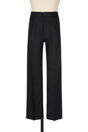 Random Identities High-Rise 5-Pocket Trousers in Red, straight leg with no side seam and thigh tip pocket