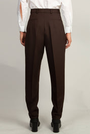 Pleated Tapered Trouser - Mid Brown