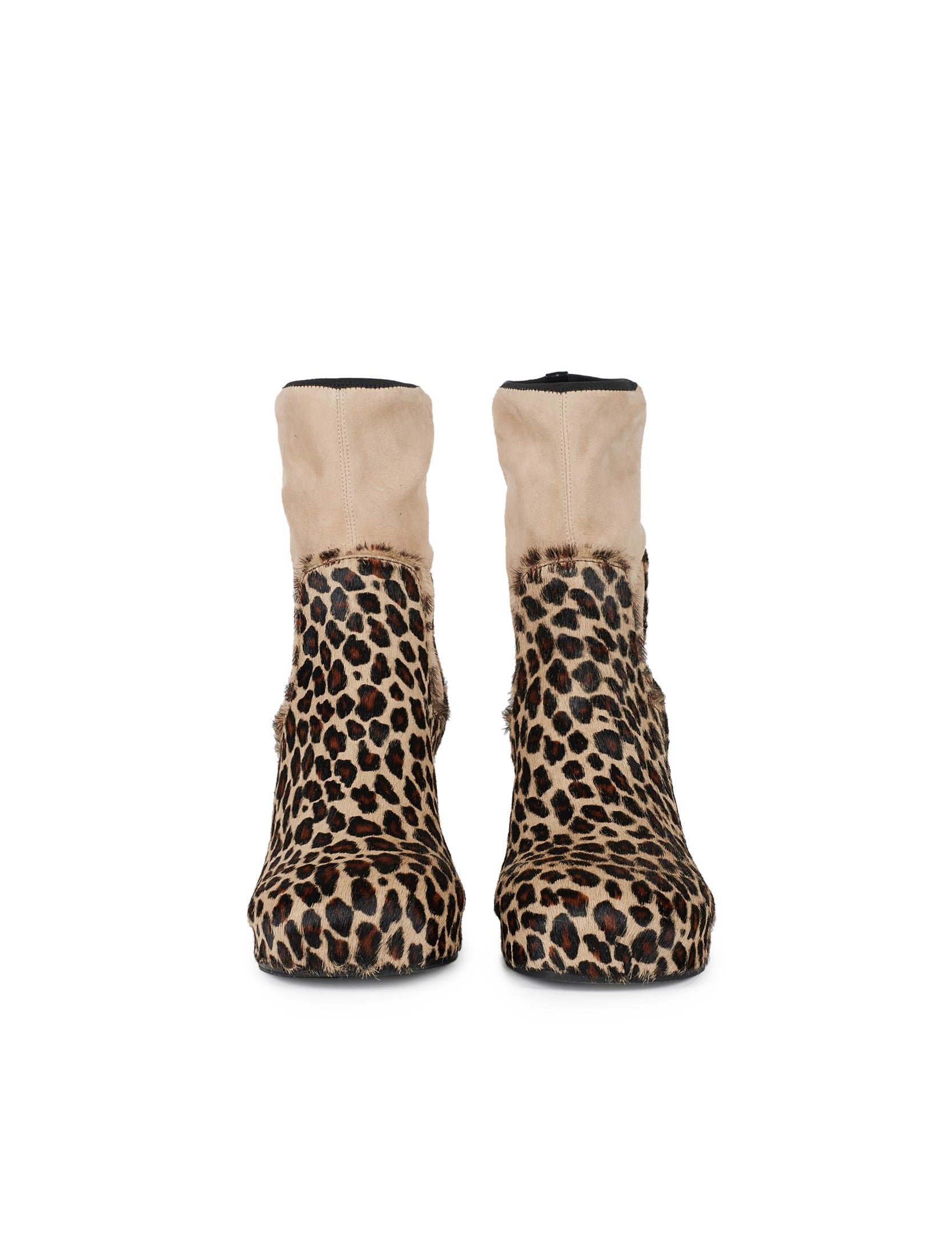 Beige Leopard platform ankle boot with 9 cm heel and 3 cm platform by Random Identities