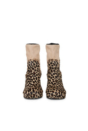 Beige Leopard platform ankle boot with 9 cm heel and 3 cm platform by Random Identities