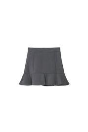 Back and side view of Grey panelled jersey corset belt by Random Identities highlighting sculpted waist