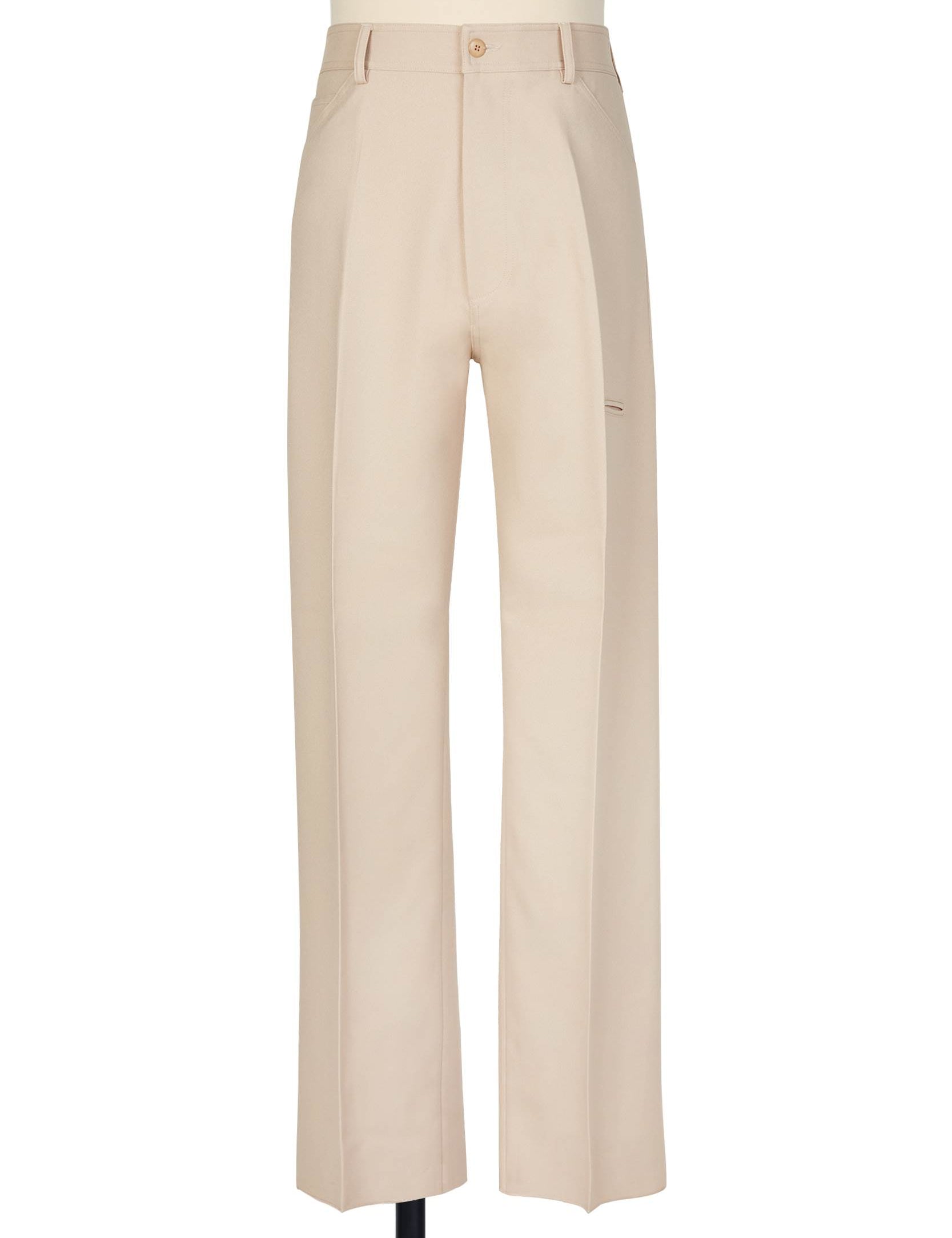 Random Identities High-Rise 5-Pocket Trousers in Beige. straight leg, no side seam, tip pocket at thigh