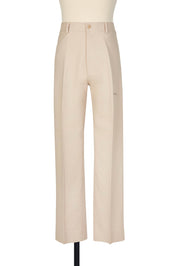 Random Identities High-Rise 5-Pocket Trousers in Beige. straight leg, no side seam, tip pocket at thigh