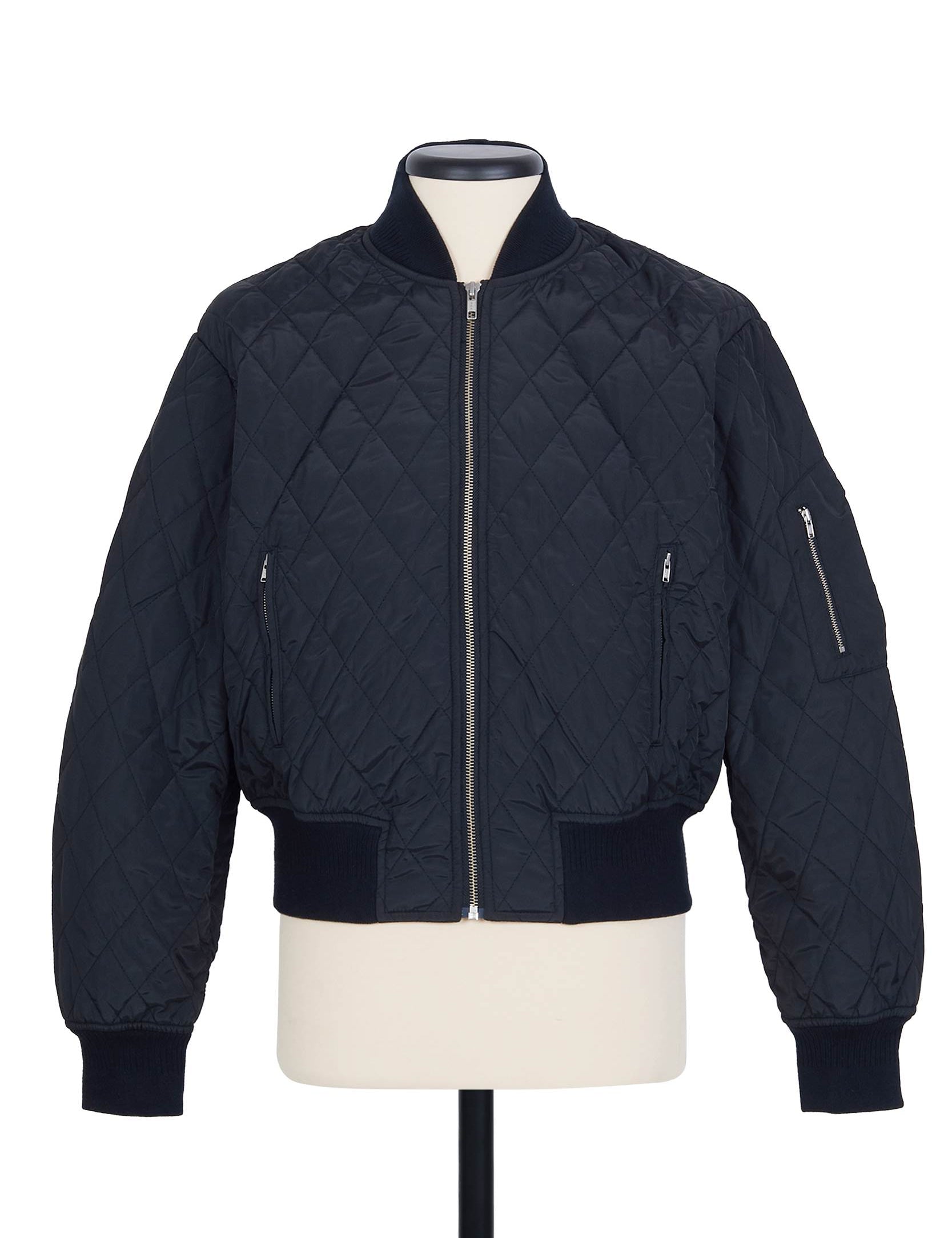Random Identities Quilted Bomber in Black. thermo‑quilted jacket with classic ribbed finishings, regular fit