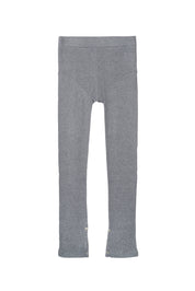 Random Identities Rib Leggings in Grey, super soft fine ribbed jersey leggings with cuff split and press button fastening, front view