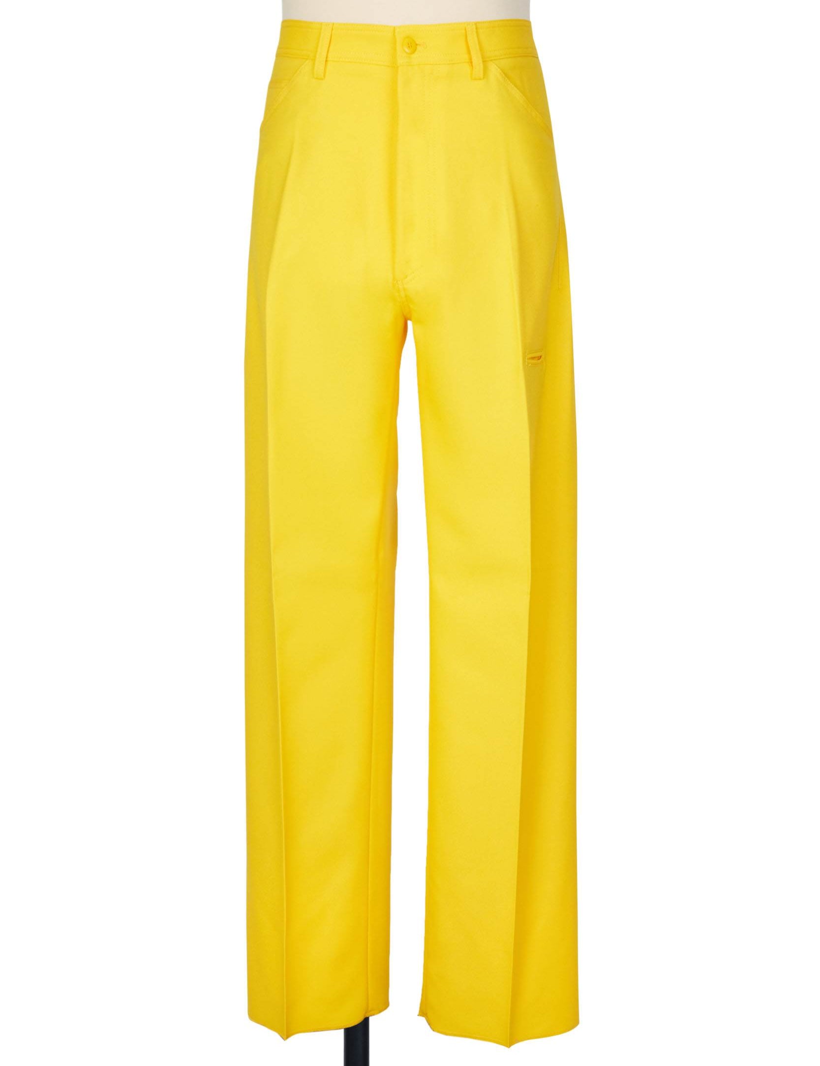 Random Identities High-Rise 5-Pocket Trousers in Yellow, straight leg with no side seam and thigh tip pocket
