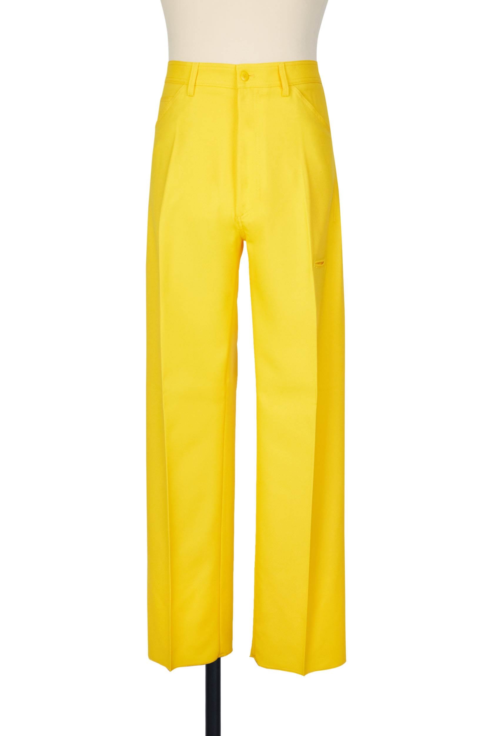 Random Identities High-Rise 5-Pocket Trousers in Yellow, straight leg with no side seam and thigh tip pocket