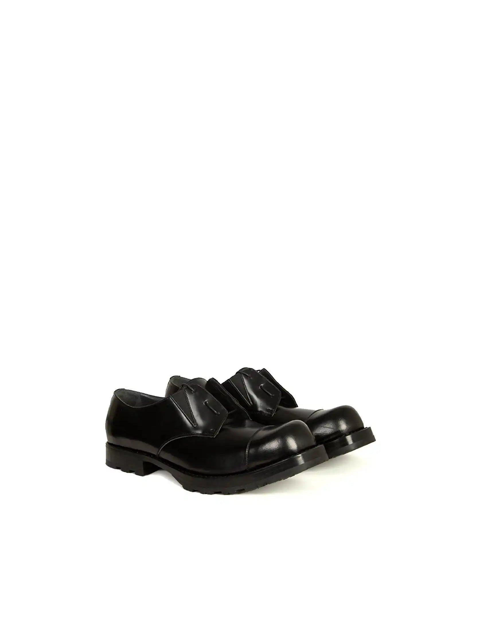 Classic black lace up leather derby by Random Identities