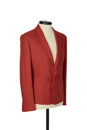 Rust gabardine micro blazer by Random Identities, slim fit with notch lapel and coulisse detail