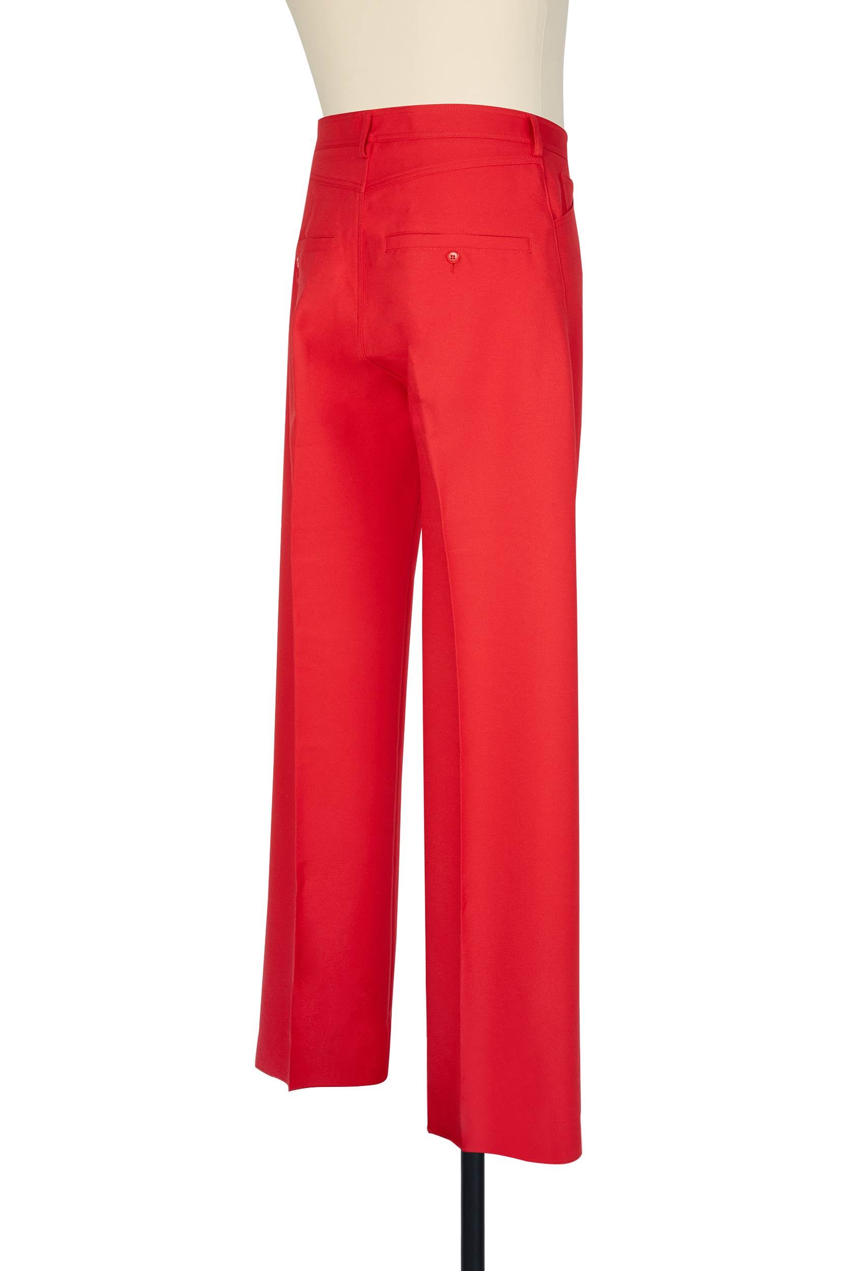 High waisted straight leg trousers in Red with clean side-free construction
