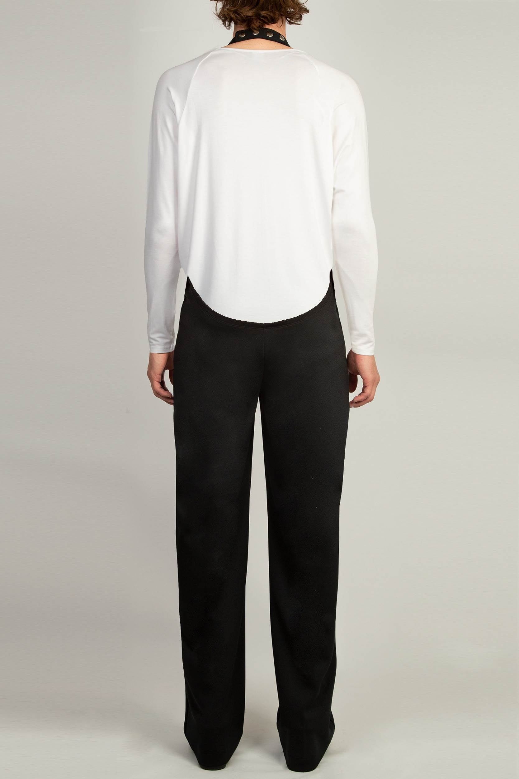 Dressy black halter jumpsuit with zip pockets in polyester jersey