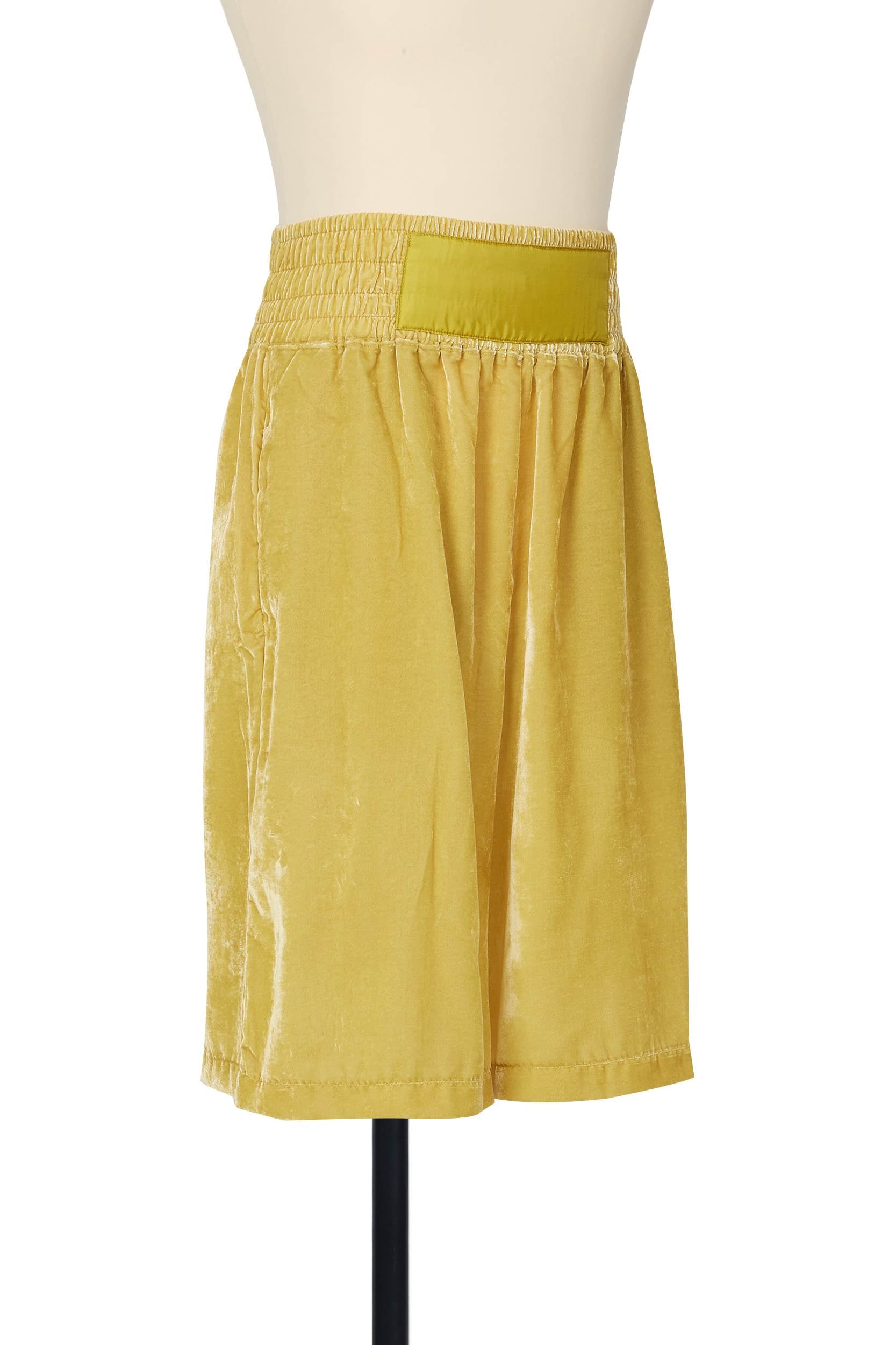 Golden Yellow velvet boxing short with side seam pockets