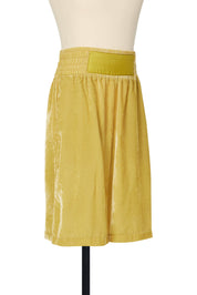 Golden Yellow velvet boxing short with side seam pockets