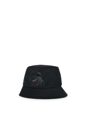Random Identities Bucket Hat in Black with mosquito graphic print and narrow brim