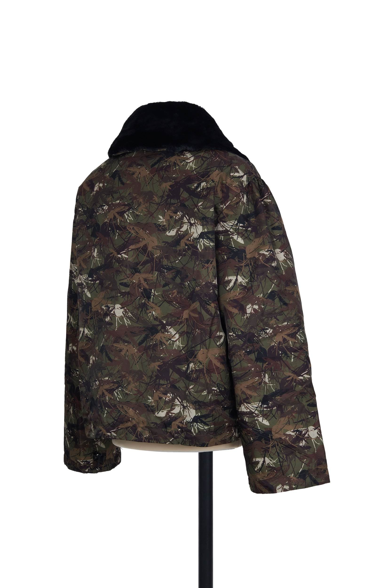 Random Identities aviator jacket in Camouflage. 100% nylon, regular fit with adjustable hem and cuffs