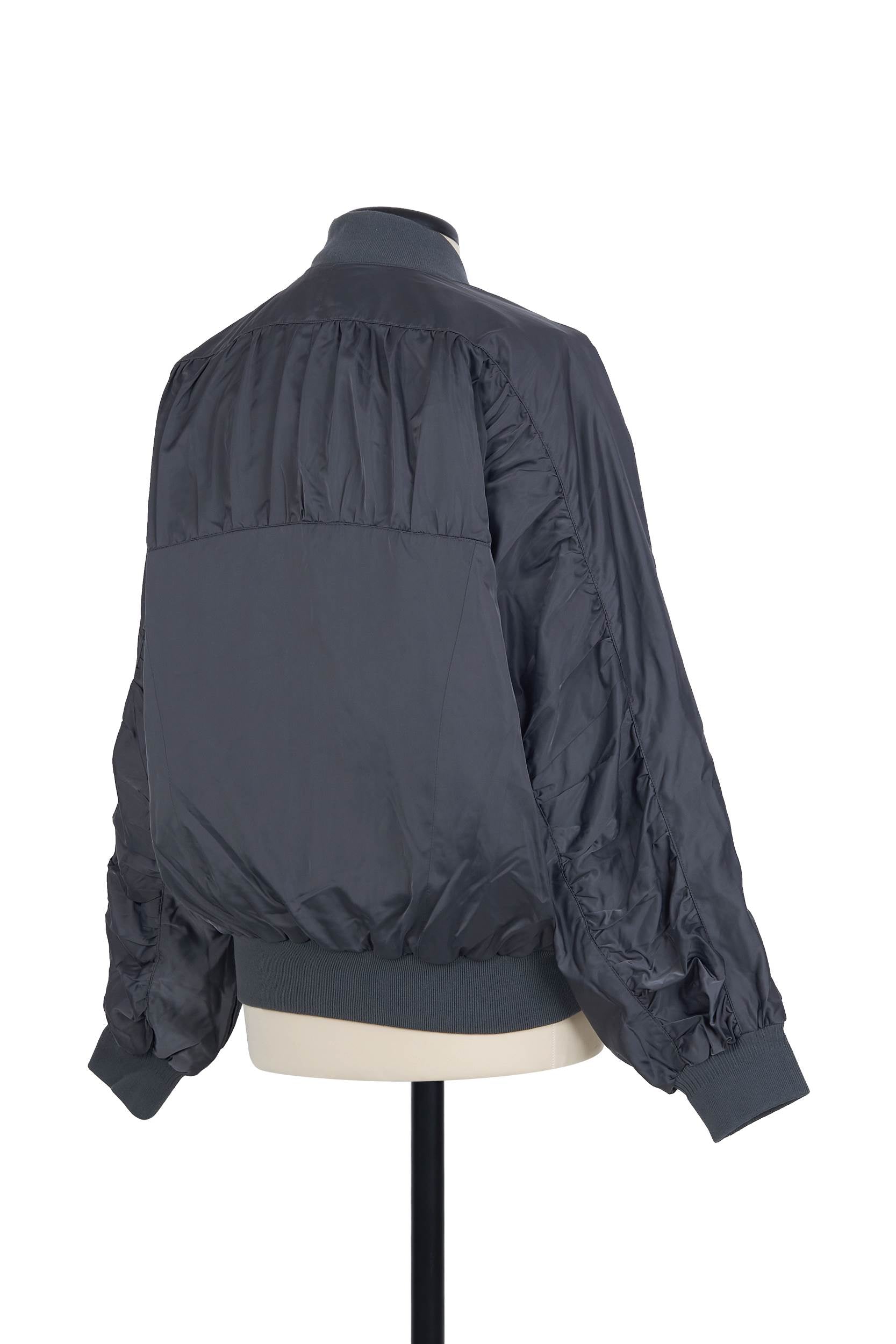 Random Identities | Ruched Bomber Jacket in Grey