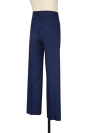 High-waisted straight-leg five-pocket trousers in Navy. clean side-free construction