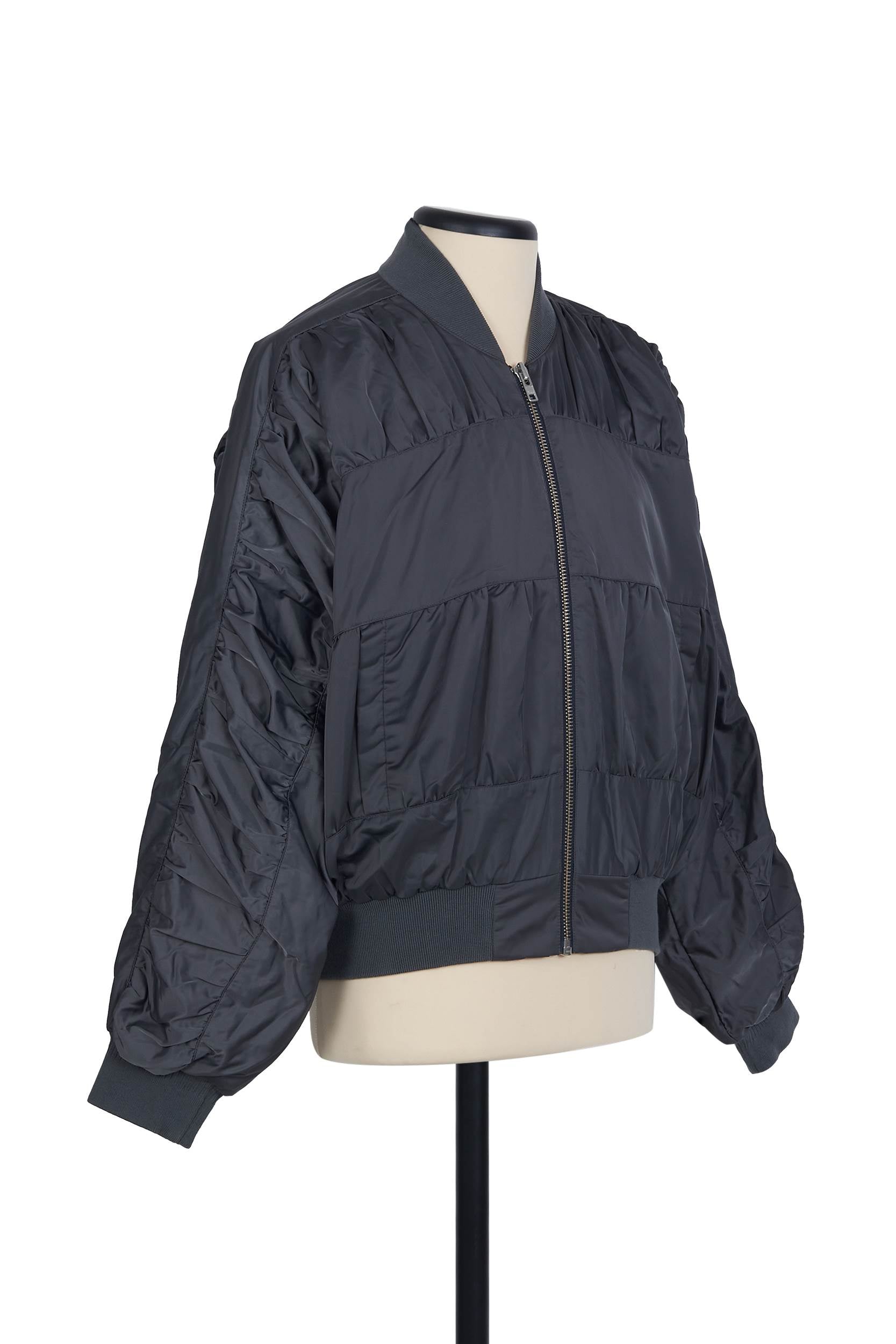 褶皱飞行员夹克 - 灰色