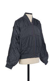 褶皱飞行员夹克 - 灰色