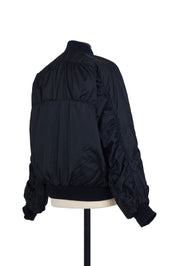Ruched Bomber Jacket - Black