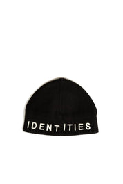 Black wool cashmere beanie featuring dual logo embroidery