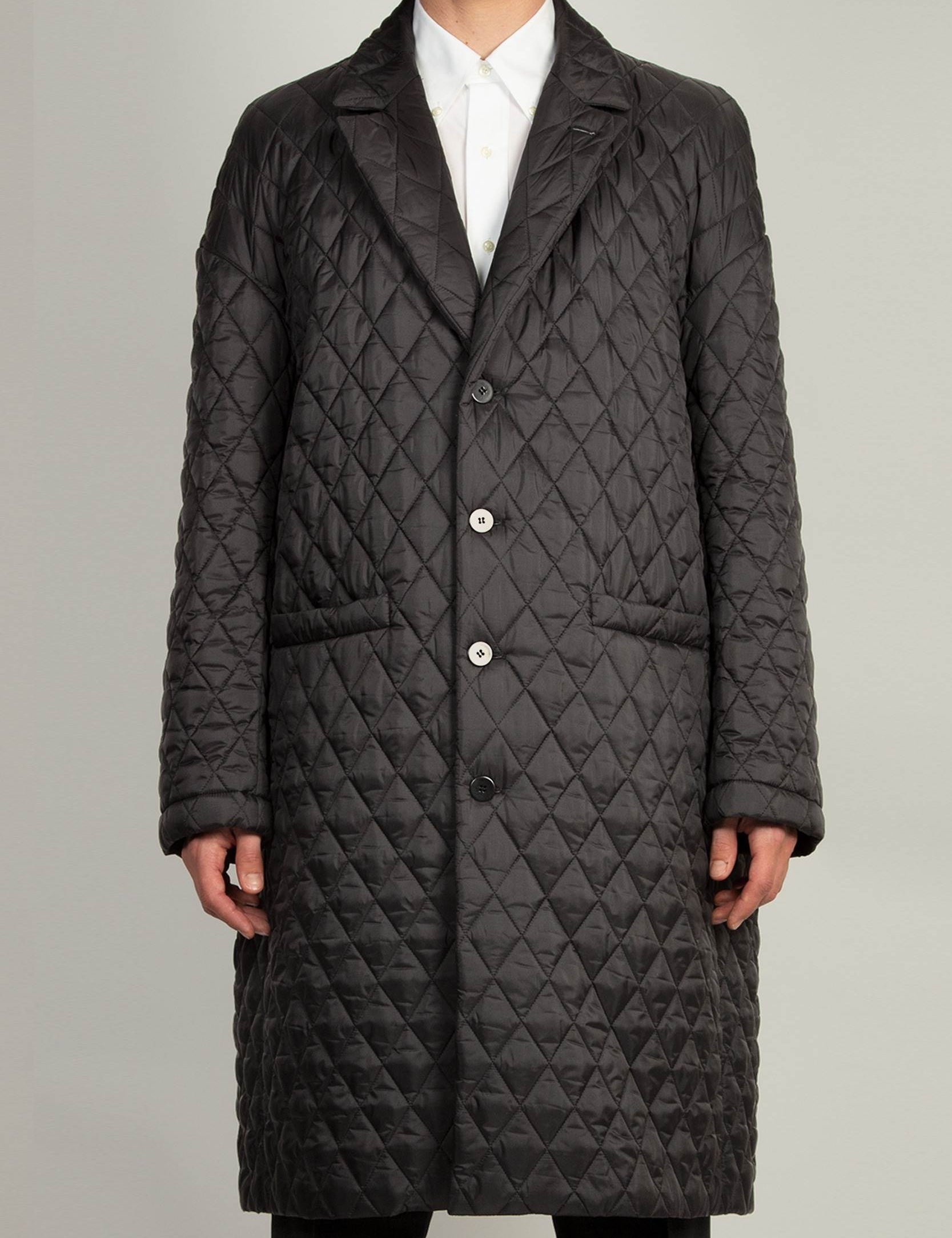 Random Identities Egg Shape Coat in Black with oversized fit and emphasized back volume