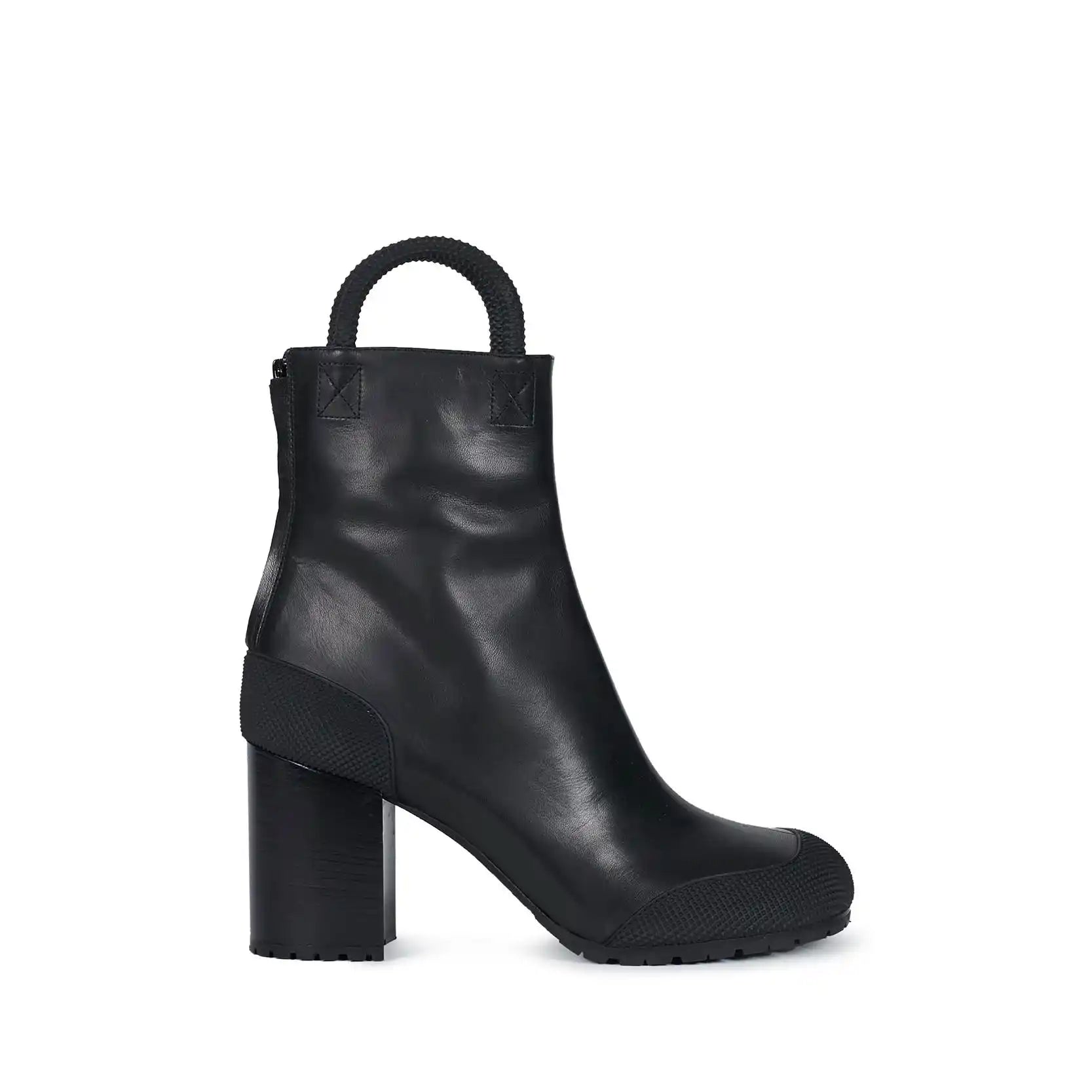 Random Identities Worker Boots in Black leather with rubber toe cap and 9 cm heel, Made in Italy
