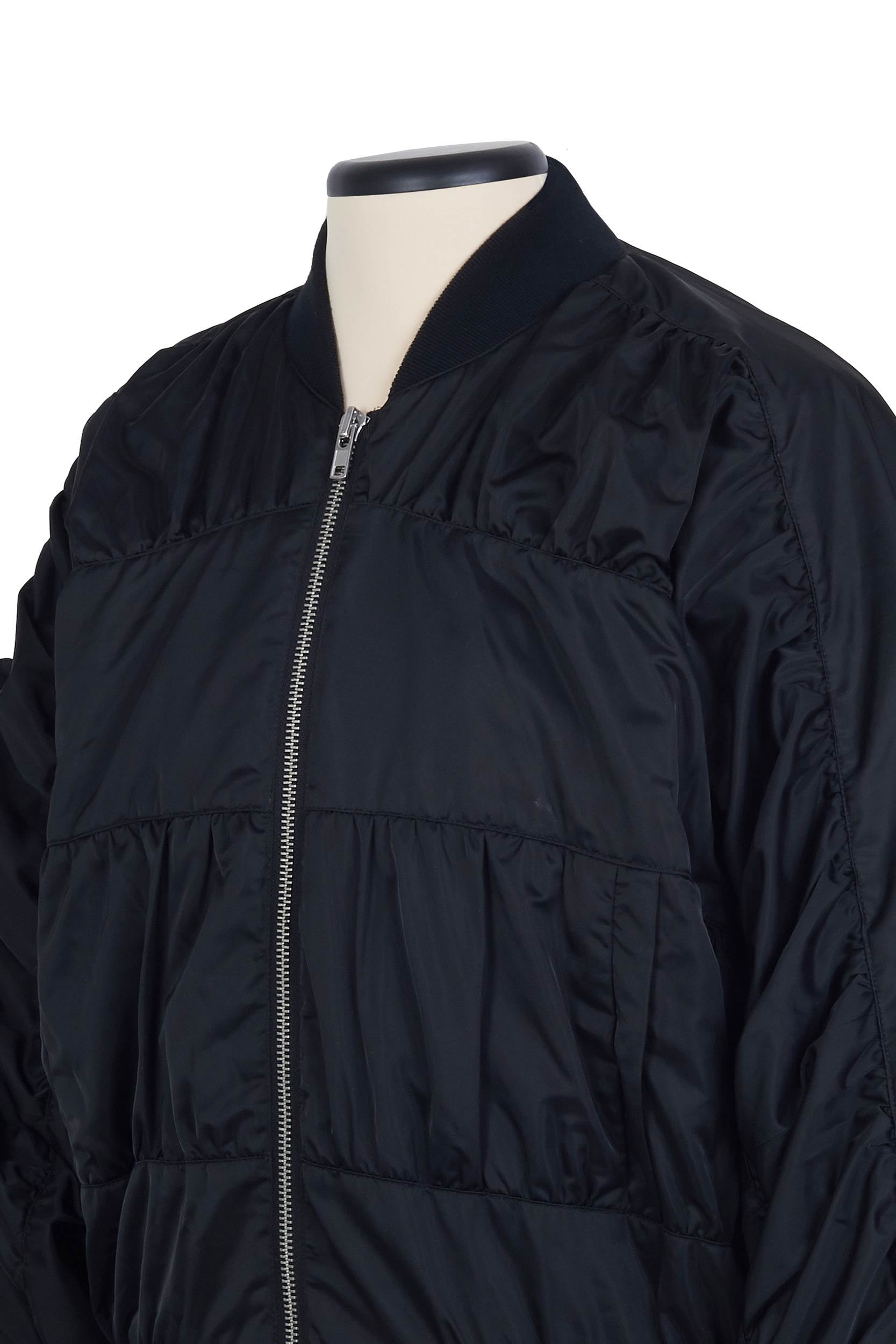 Ruched Bomber Jacket - Black