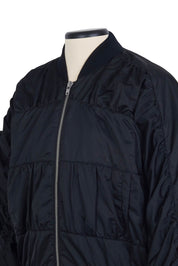 Ruched Bomber Jacket - Black