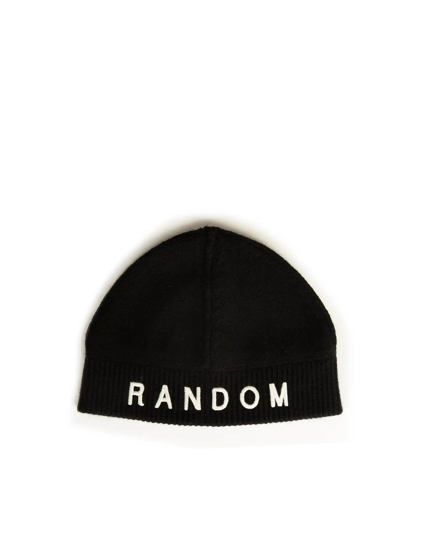 Unisex black beanie in wool cashmere blend, OS