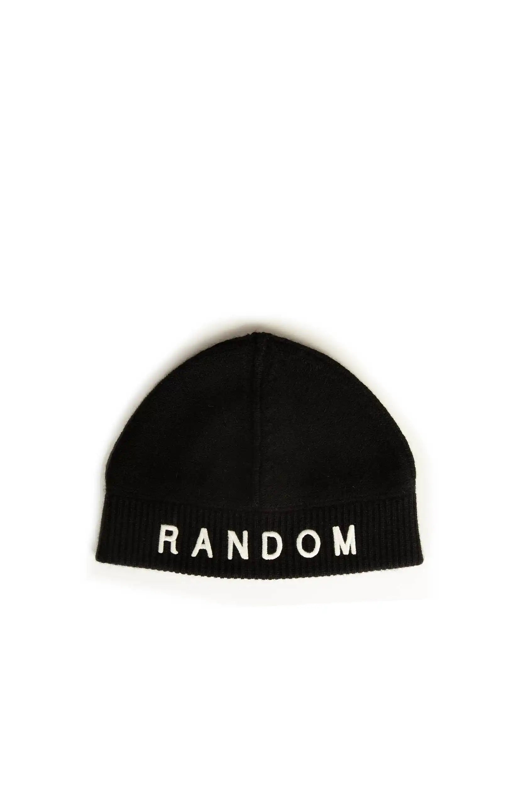 Unisex black beanie in wool cashmere blend, OS