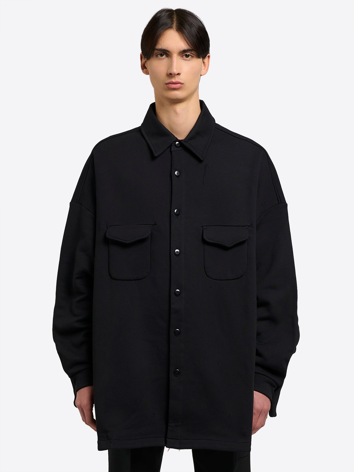 Sweatshirt Over Shirt - Black