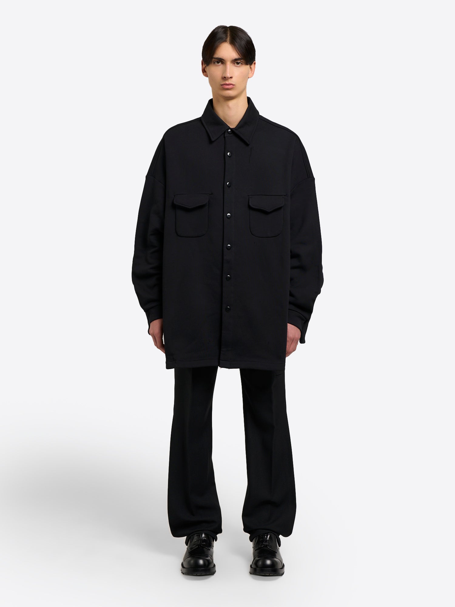 Sweatshirt Over Shirt - Black