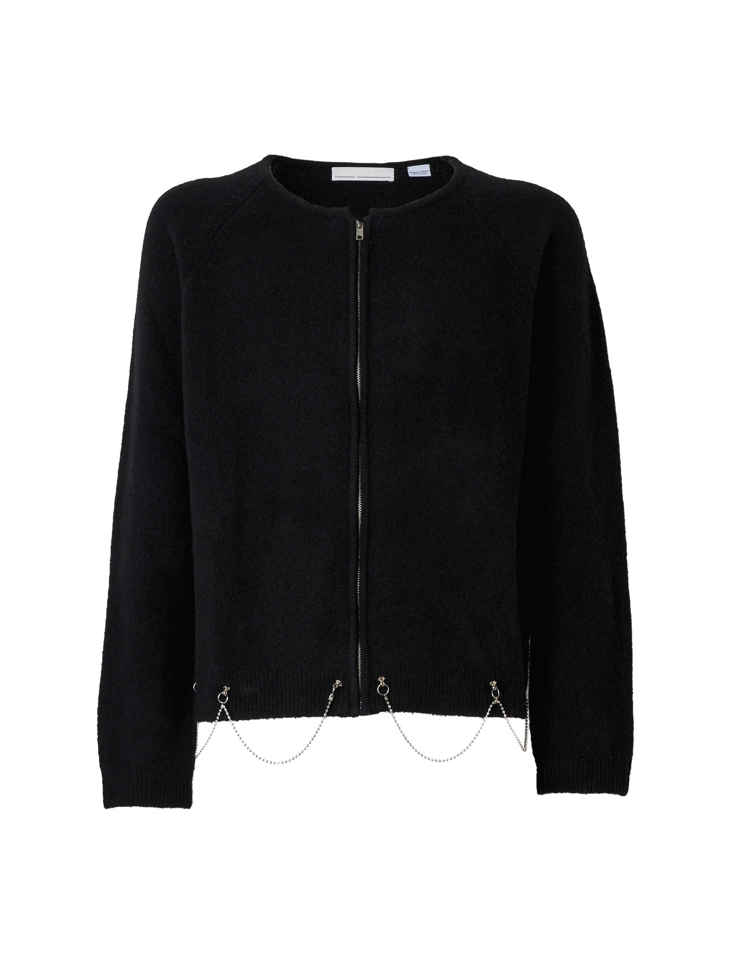 Full Zip Cardigan With Chain - Black