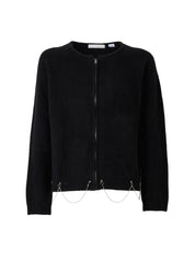 Full Zip Cardigan With Chain - Black