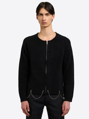 Full Zip Cardigan With Chain - Black