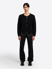 Full Zip Cardigan With Chain - Black