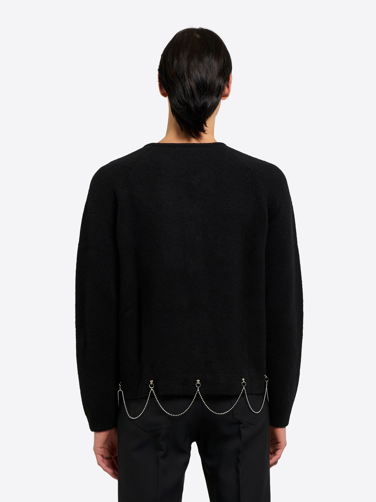 Full Zip Cardigan With Chain - Black