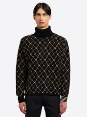 Jaquard Roll Neck - Black