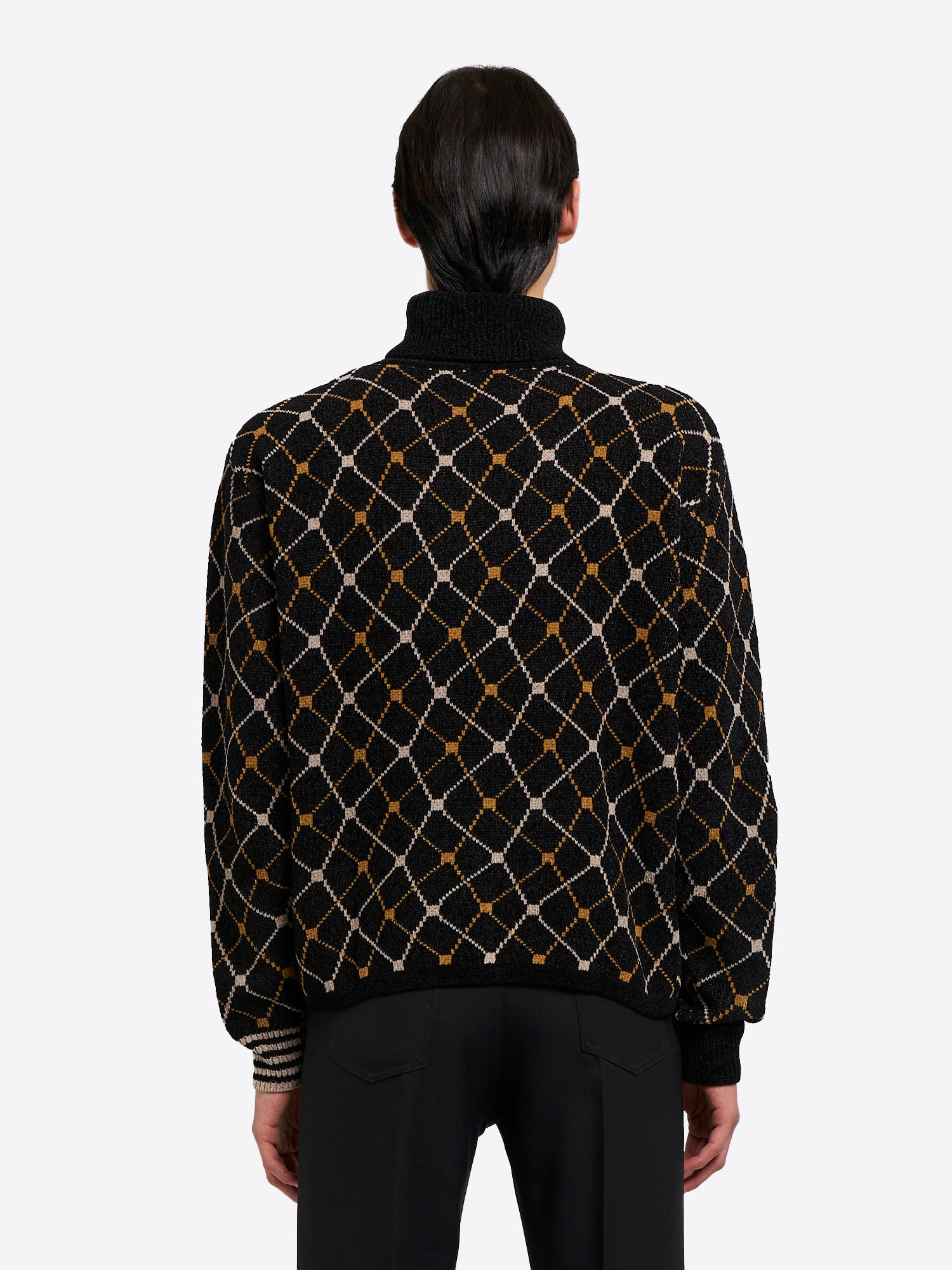 Jaquard Roll Neck - Black