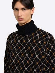 Jaquard Roll Neck - Black