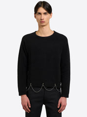 Crew Neck With Chain - Black