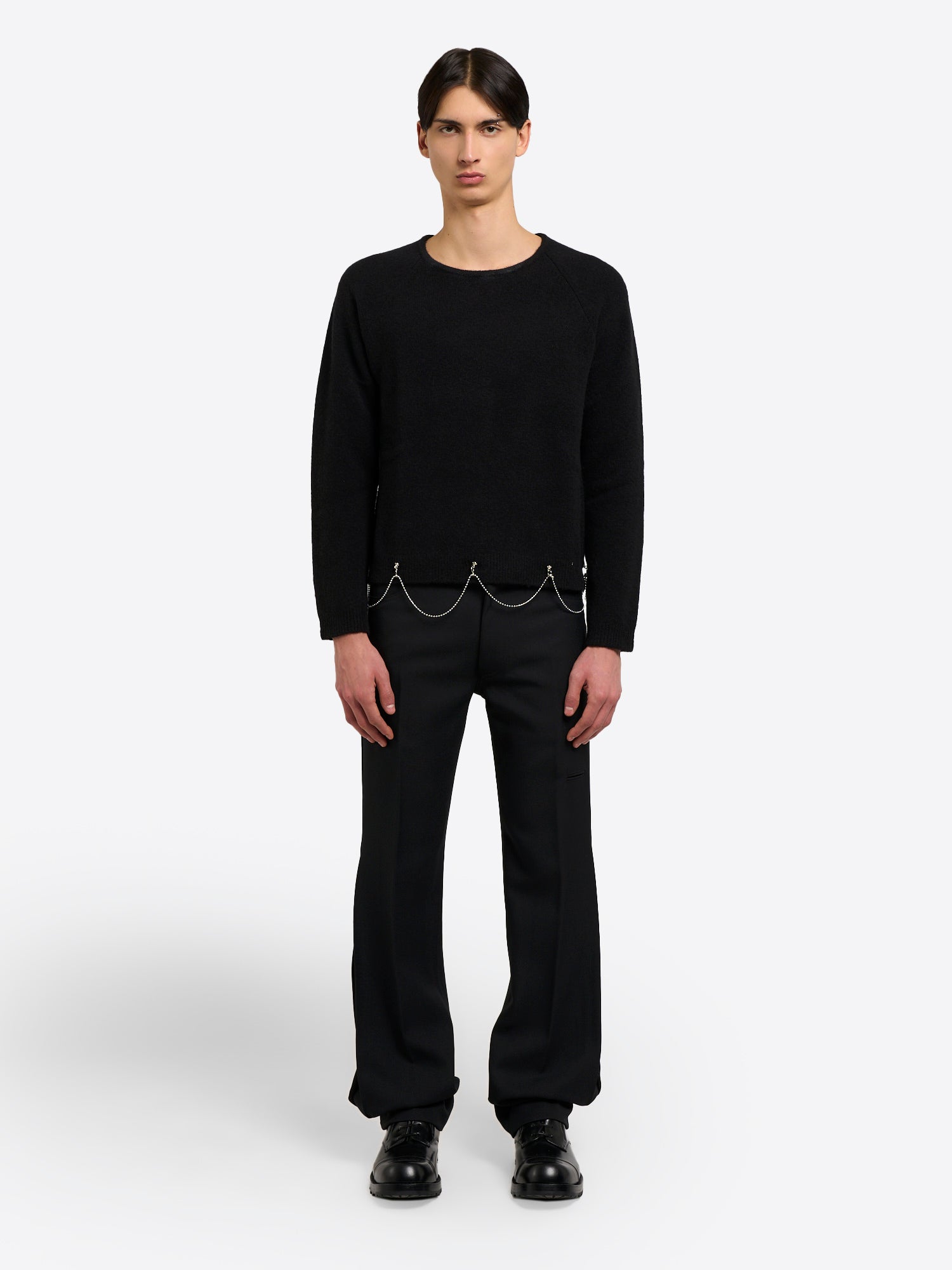 Crew Neck With Chain - Black