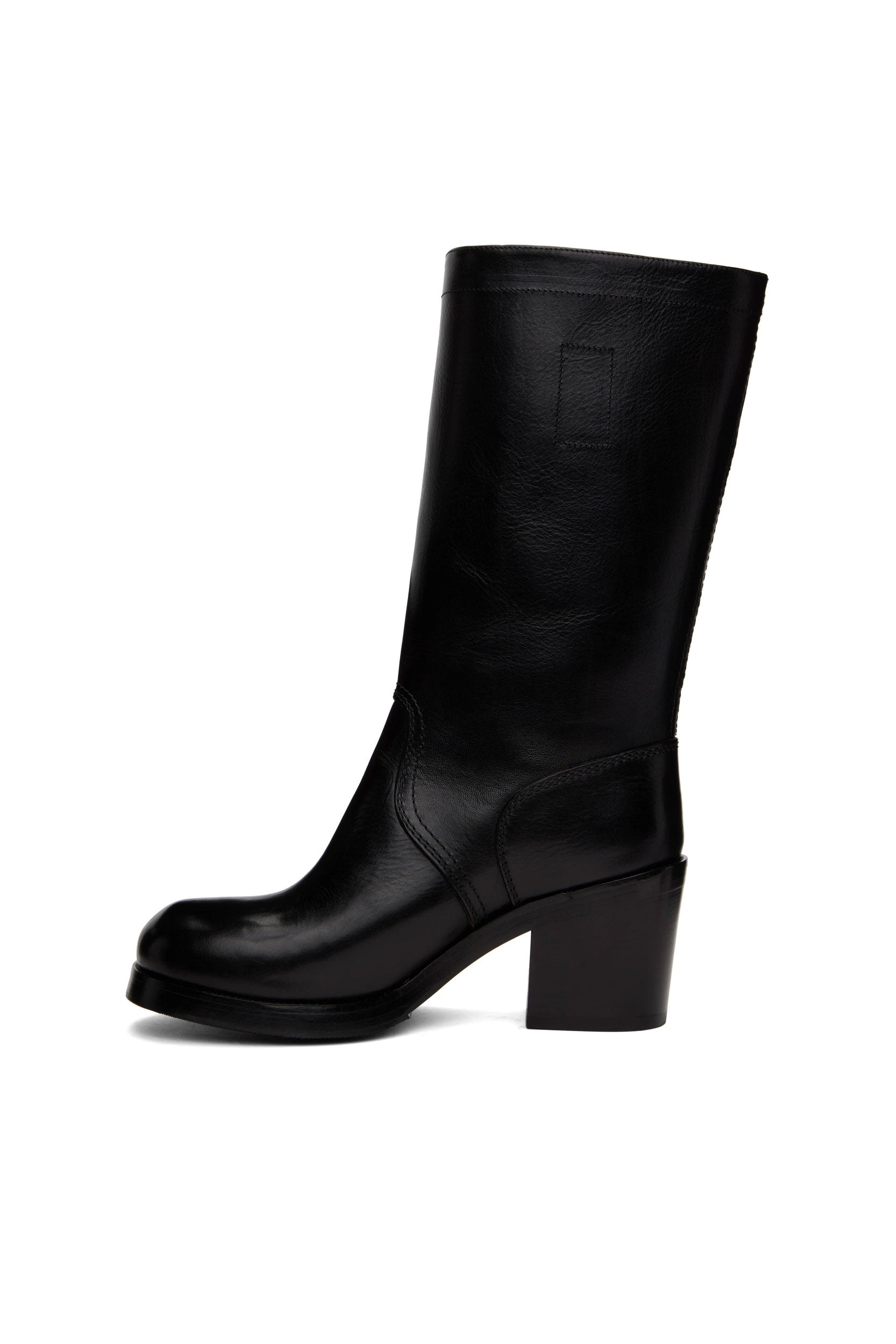 Black calfskin knee high Fireman Boots with steel toe, made in Italy