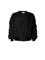 Bomber with Ruffled Sleeve - Black