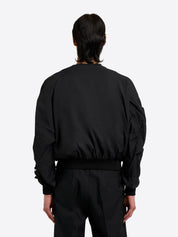 Bomber with Ruffled Sleeve - Black